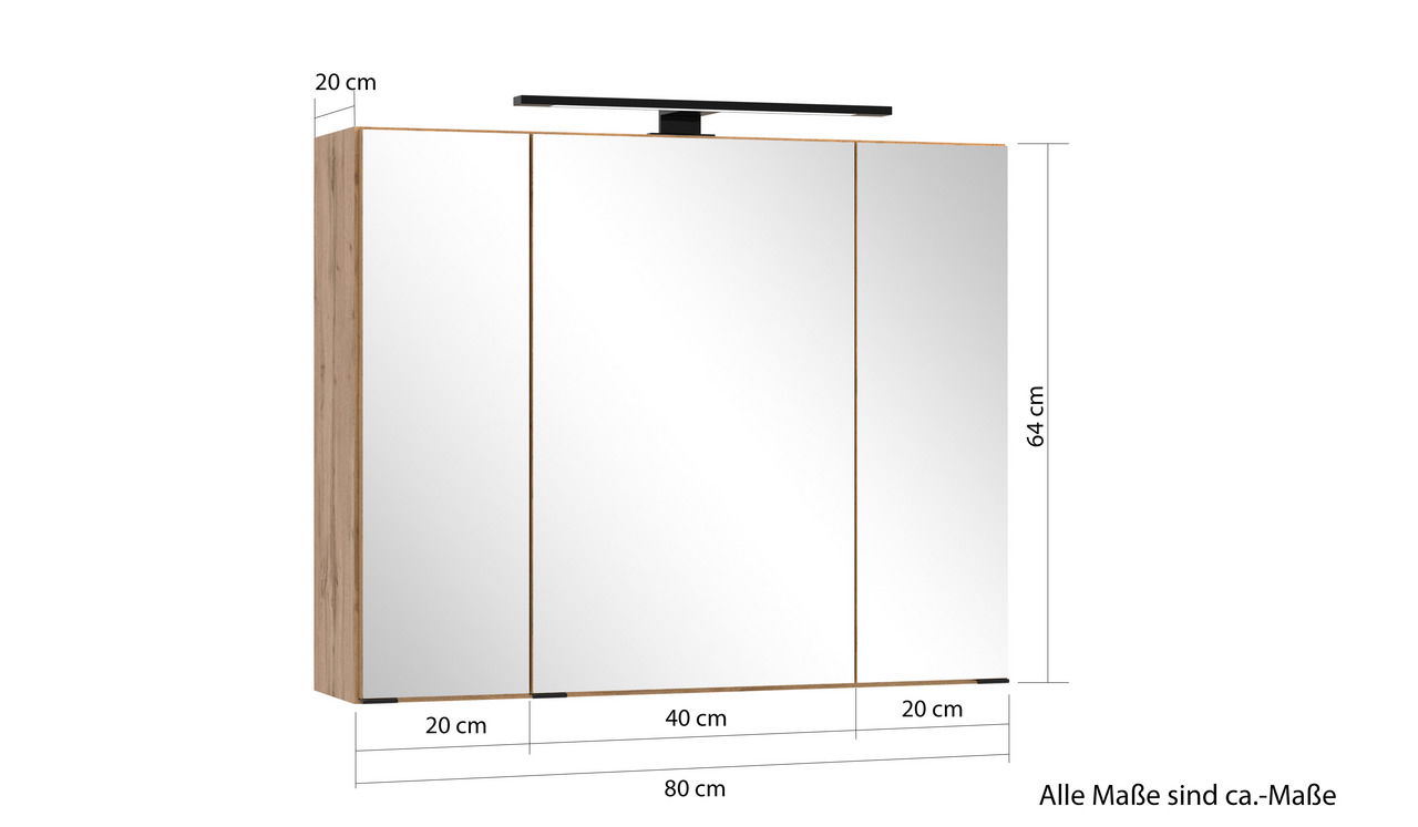 XORA Spiegelschrank 80 cm LIVERPOOL