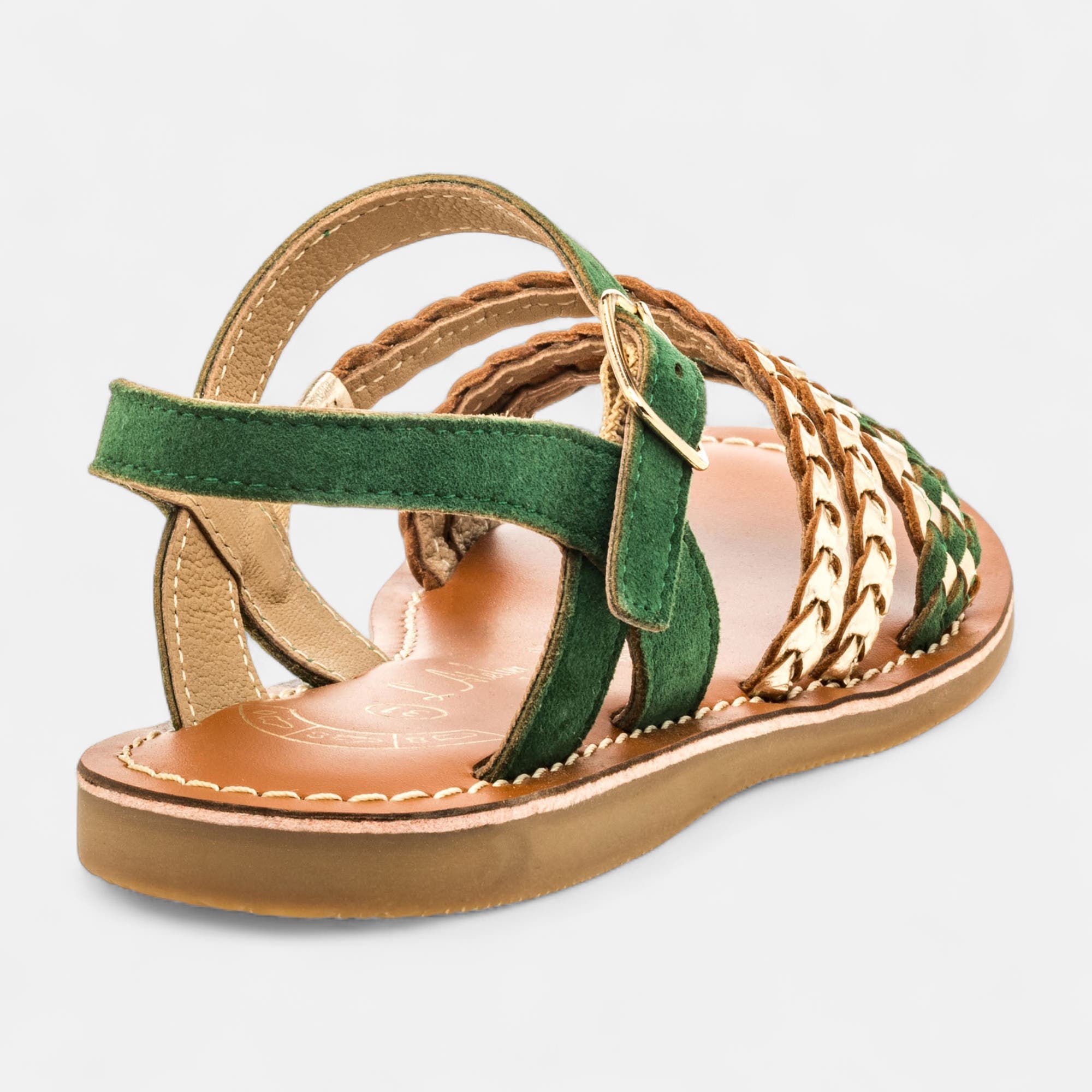Nu-pieds Fille en cuir vert