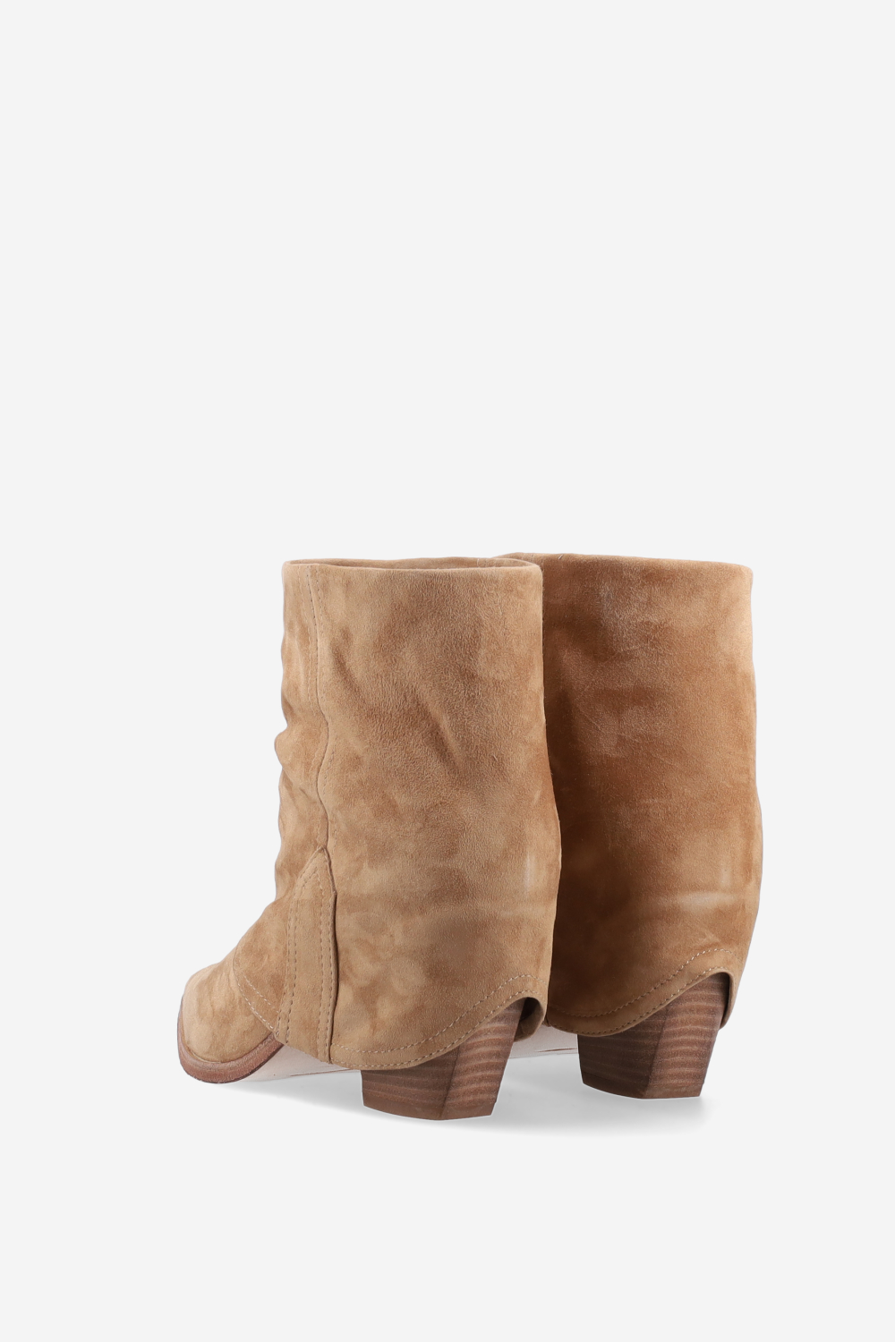 Fold-over suede ankle boots