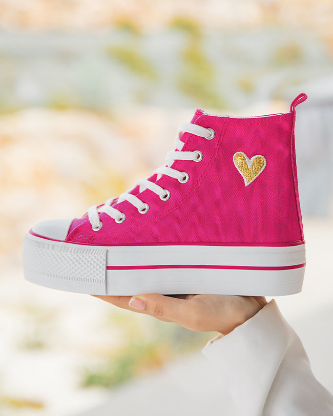 Basket femme rose fushia montante  - Clarisse