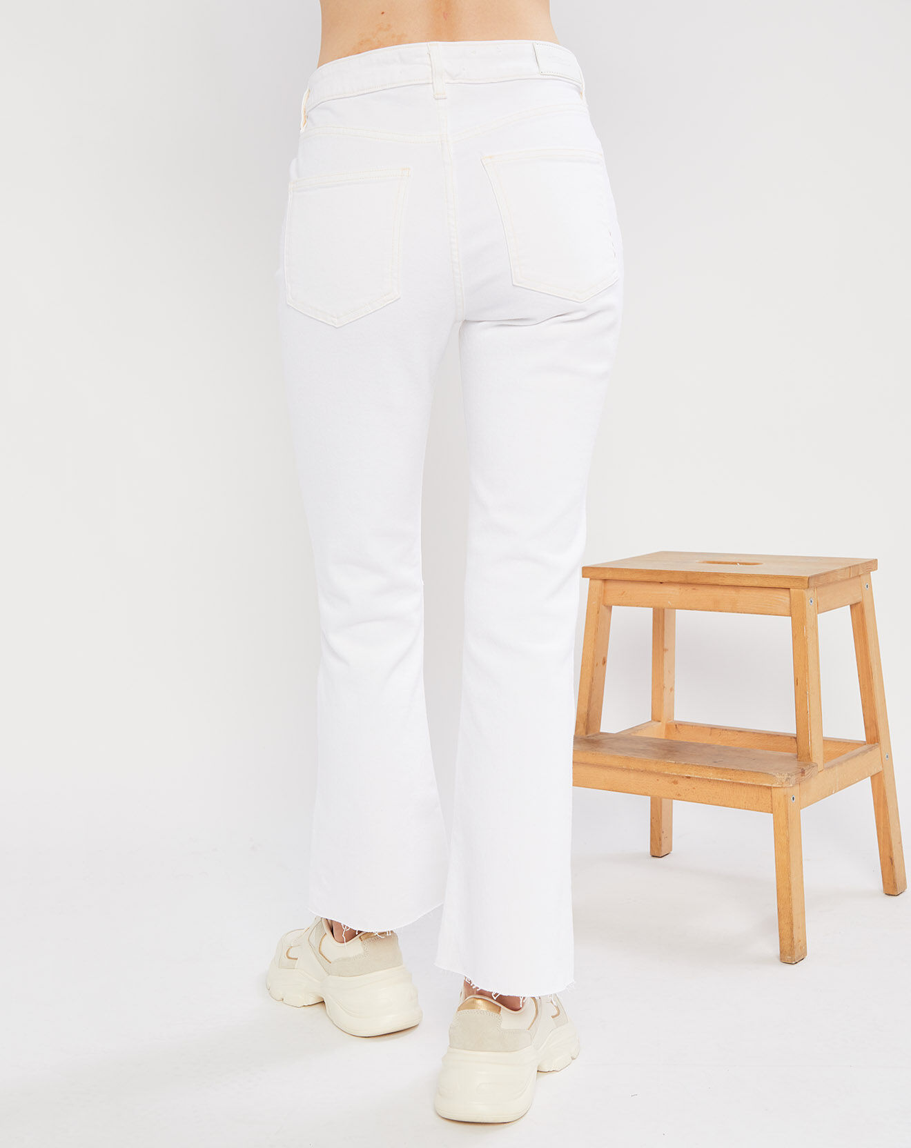 Scotch & Soda Jean Taille haute Flare Crop blanc