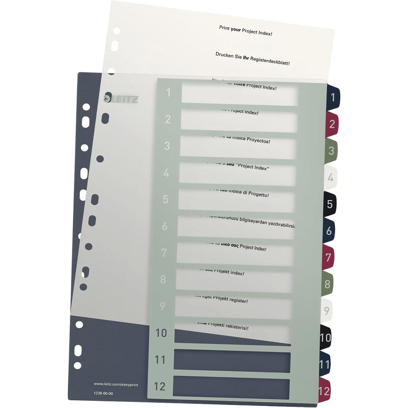 Leitz Register Style, PC-beschriftbar, A4+, 1-12