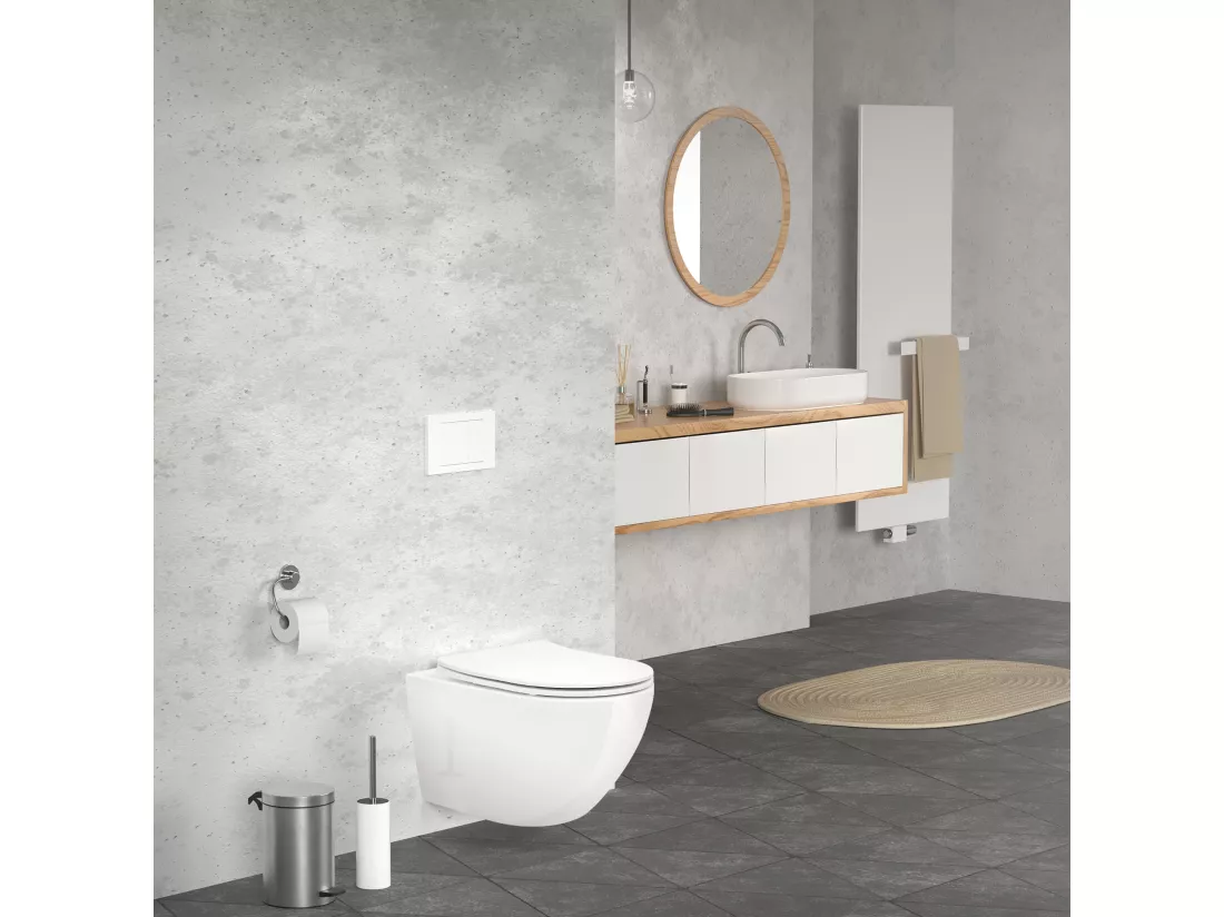 Toilette suspendu sans rebord nano-revêtement blanc Soft Close de salle de bain
