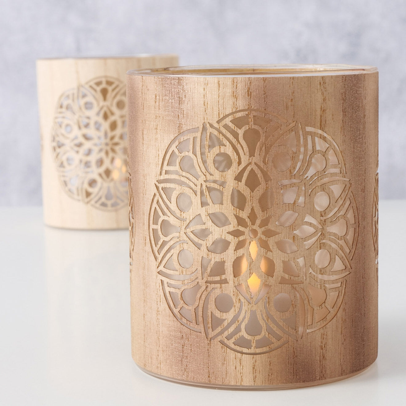 Boltze 2 Photophores Chakra naturels - D.10xH.12 cm