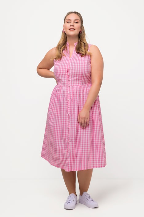 Trachtenkleid, Karo, V-Ausschnitt, Taschen, ärmellos