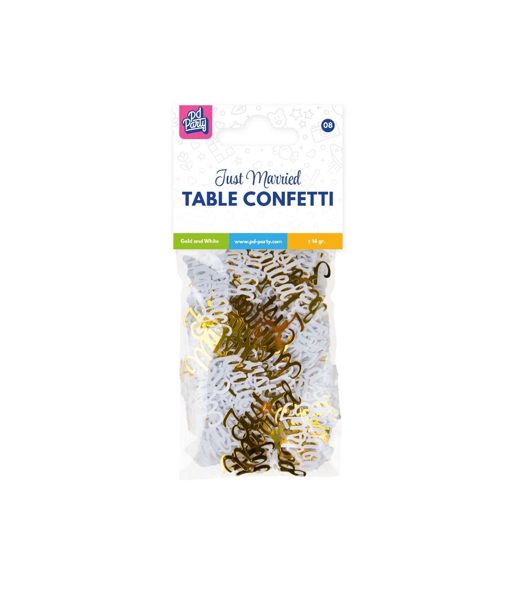 Bruiloft Tafelconfetti Wit Goud 14gr