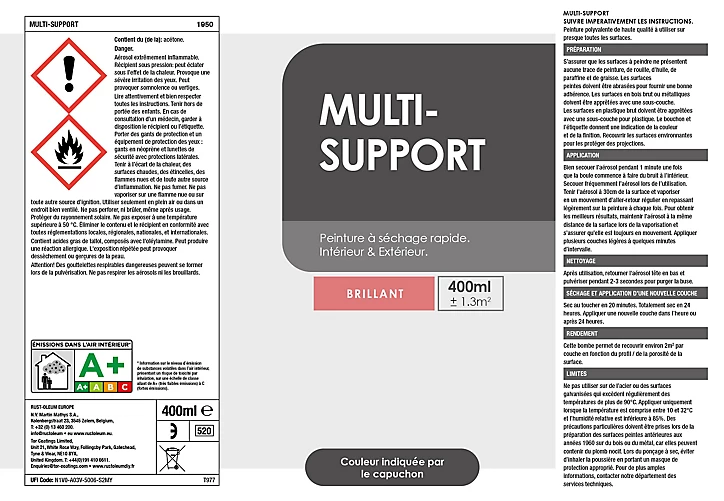 Peinture aérosol multisupport brillant vert 400ml