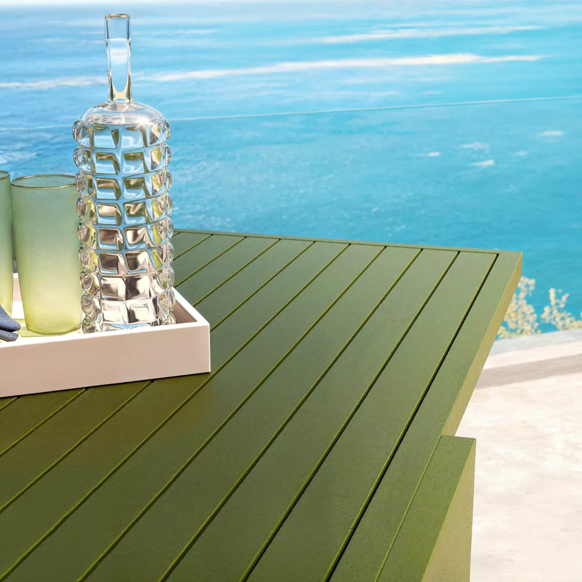 Table de jardin extensible en aluminium 8 places (90/180 x 90 cm) Murano Vert olive