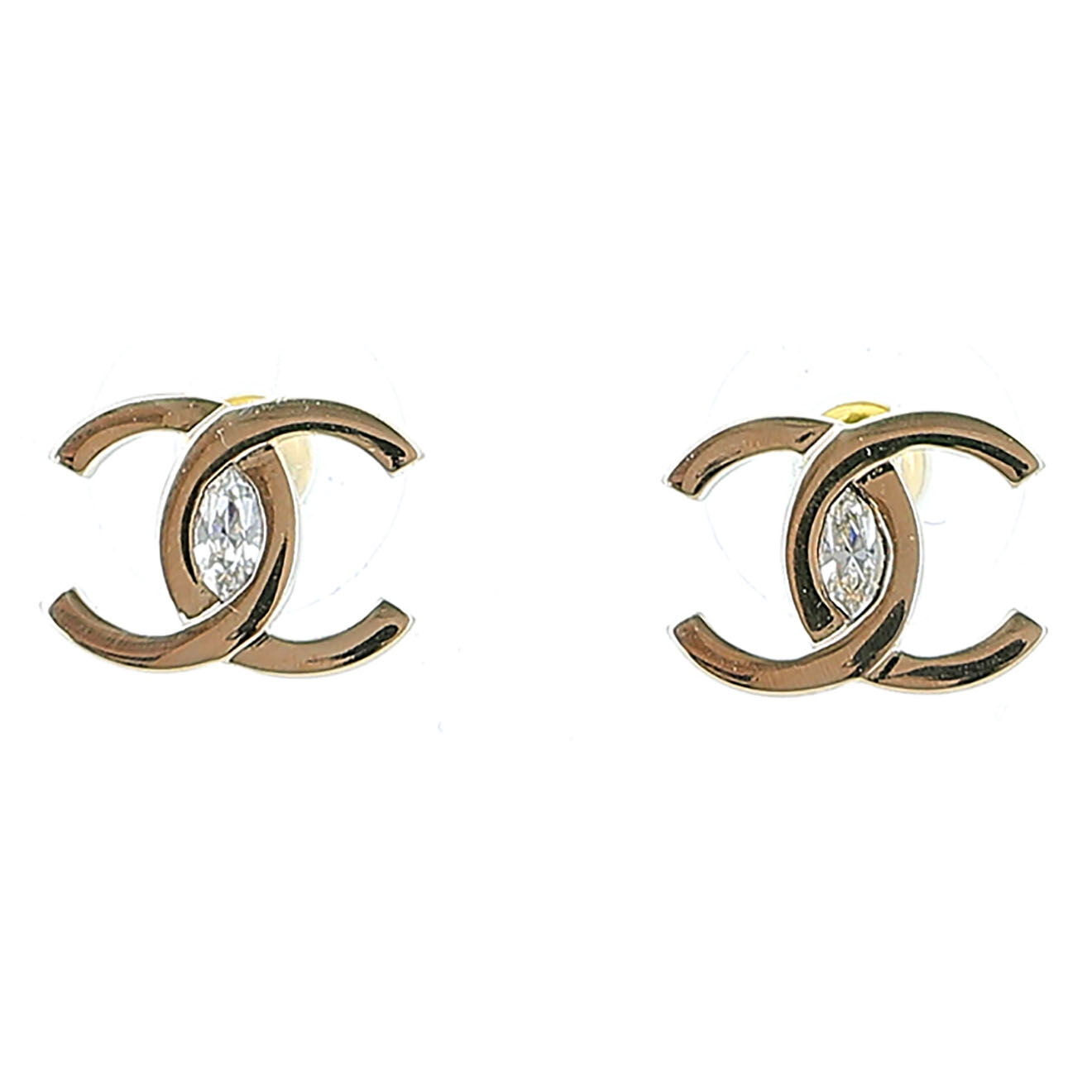 Chanel Boucles d'oreilles Strass dorées - Neuf avec étiquette