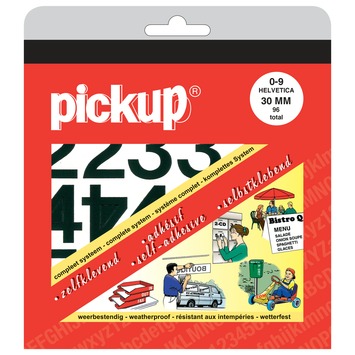 Pickup plakcijfers 0-9 Helvetica zwart 30 mm