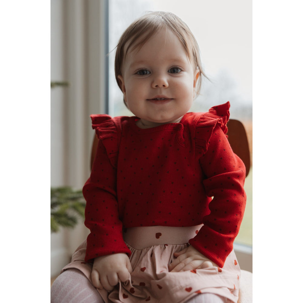 Køb Petit Piao Jet Red/Biking Red Body L/S Flæse Modal Heart