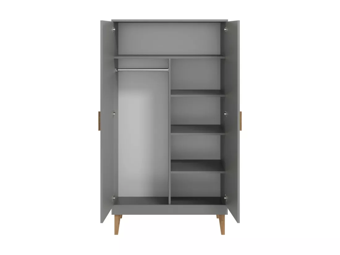 Armoire 2 Portes blanche et pieds en bois de chêne Blanka