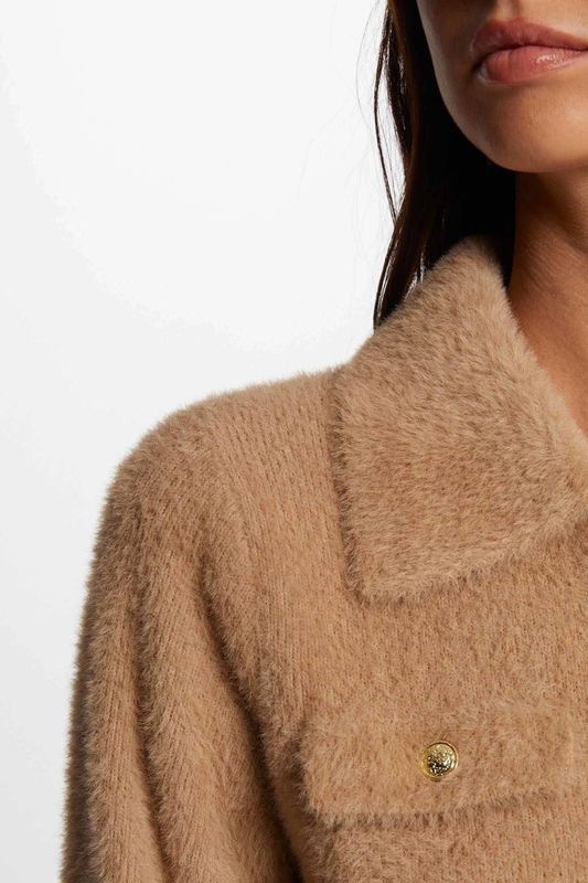 Morgan - Vest - Camel - Dames - V-hals - Lange Mouwen - Ritssluiting