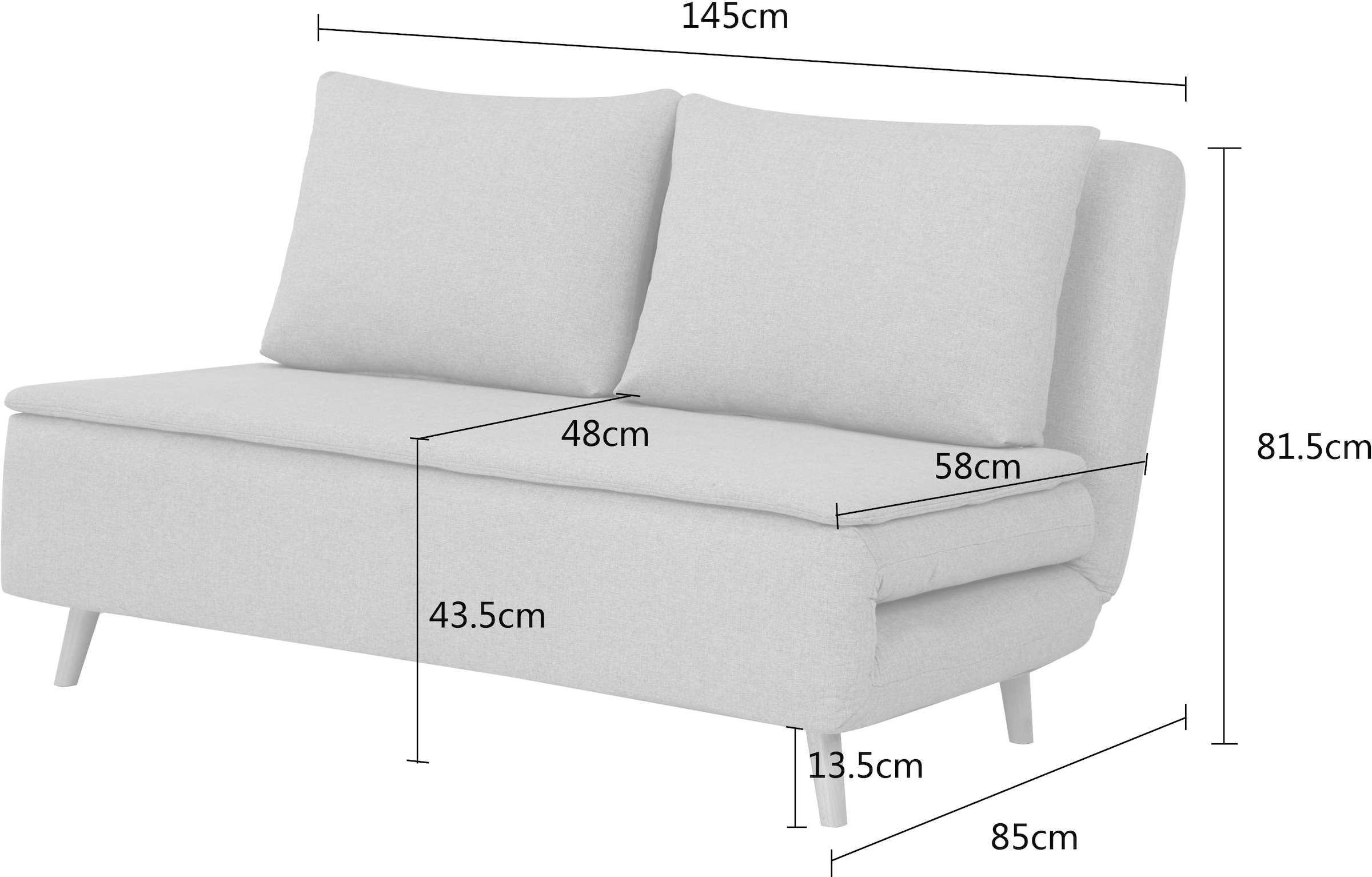GOODproduct 2-Sitzer »AINSLEY 140 cm, Schlafsofa« Verstellbare Rückenlehne und Sofa mit Bettfunktion