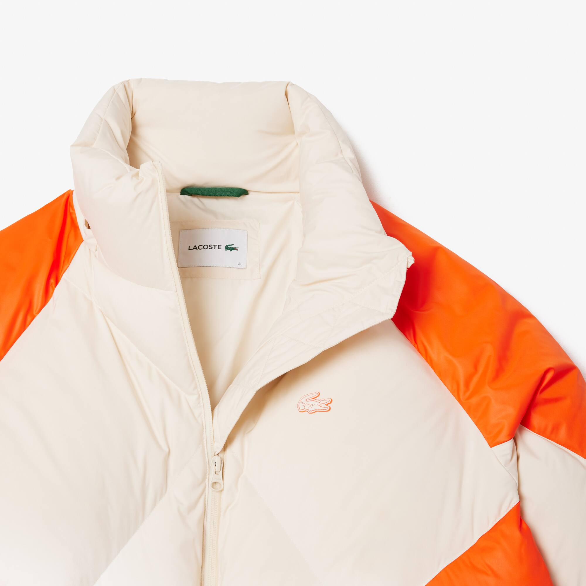 Doudoune courte oversize à capuche Blanc / Orange