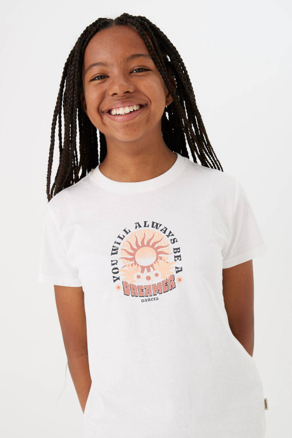 Garcia T-shirt met printopdruk wit/roze