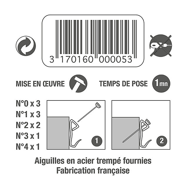 Crochets acier assortis avec aiguilles
