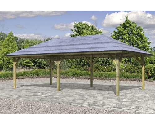 Enkele carport Karibu Kerben 3 778x431 cm drukgeïmpregneerd