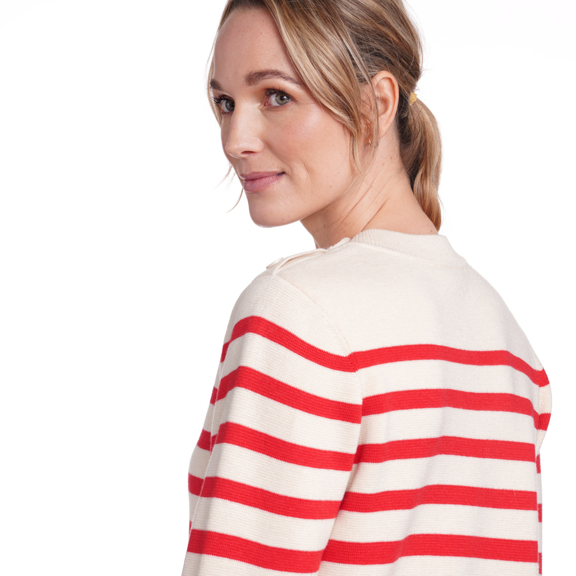 Gina Benotti Damen Strickpullover im Streifen-Look rot / beige