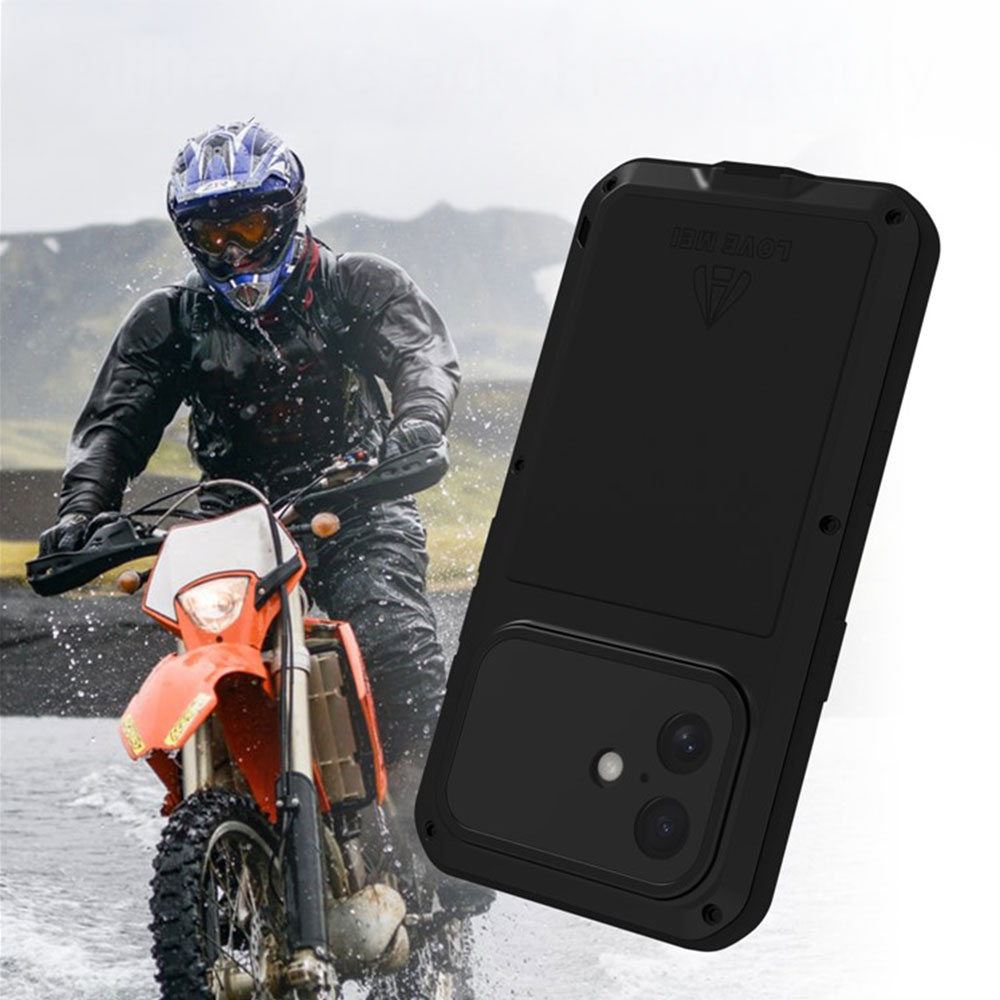 iPhone 16 Silikon Metall Outdoor Case   Panzerfolie - Schwarz