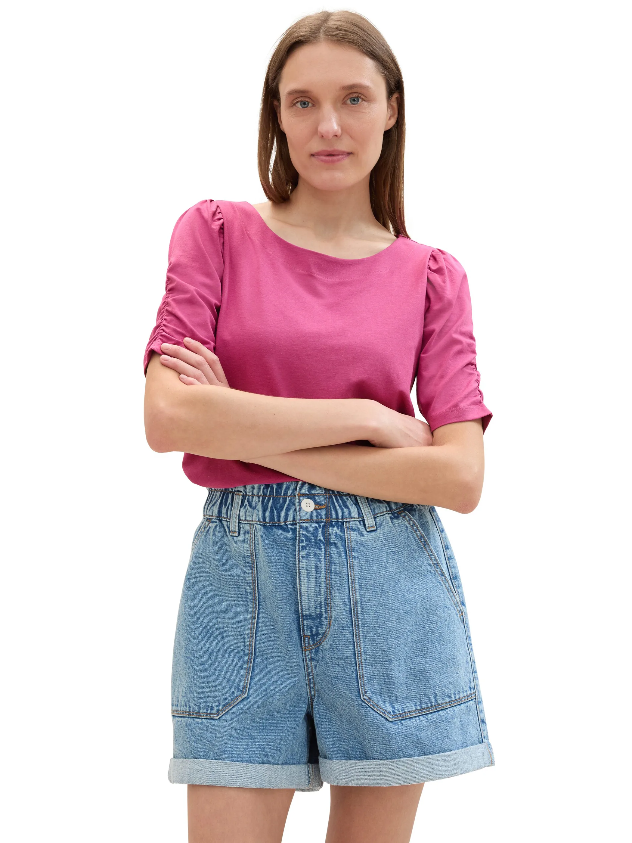 Damen Shirt mit edler Raffung