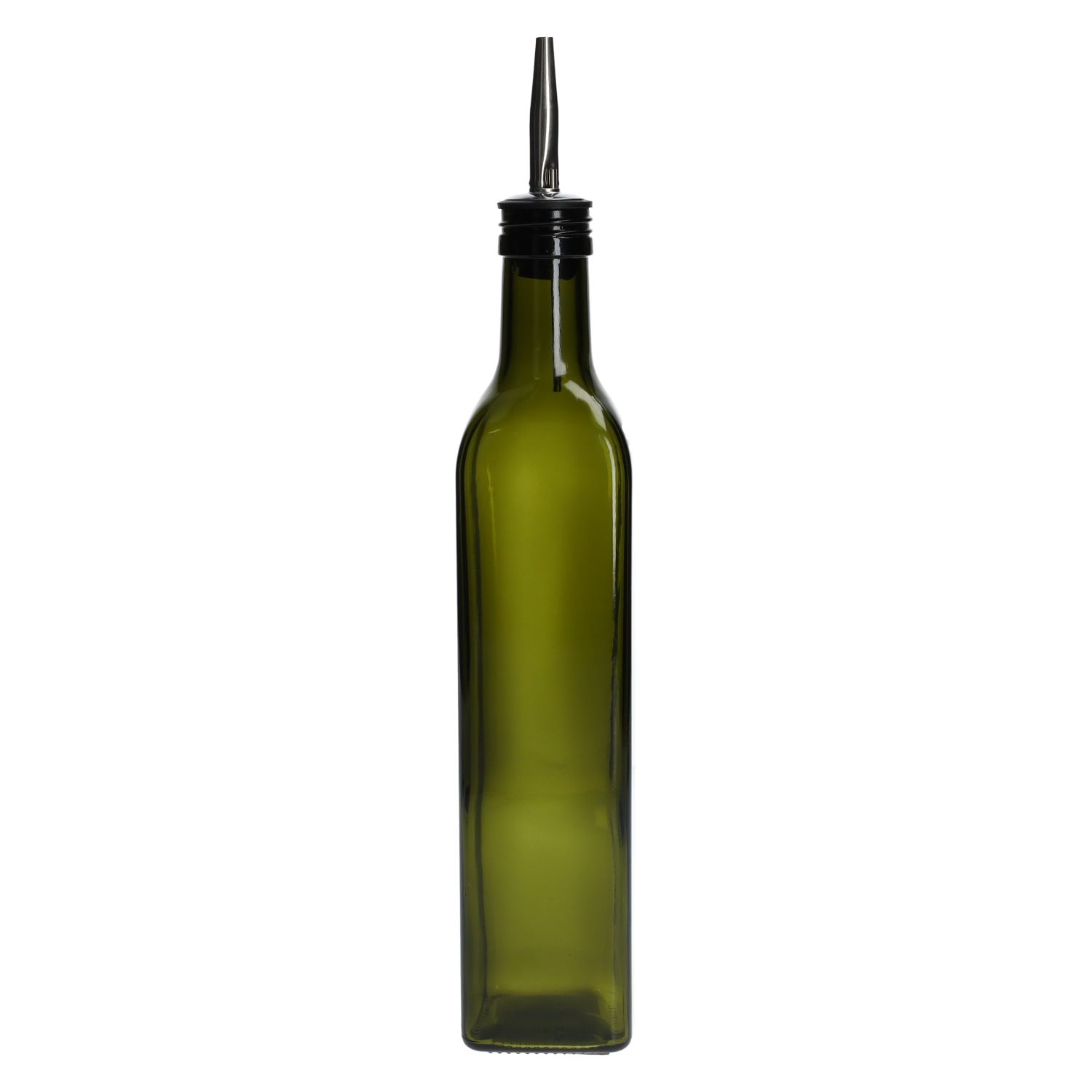 Olie/azijnfles, groen glas, vierkant,  500 ml