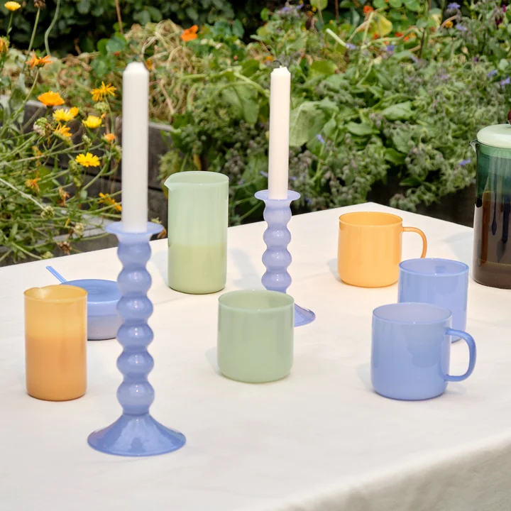 HAY - Wavy Kerzenhalter M, jade hellblau