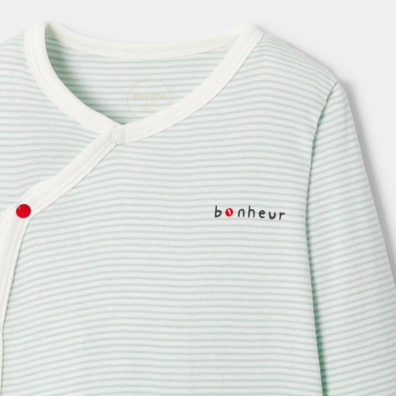 Pyjama coton rayé vert céladon bébé garçon Vert