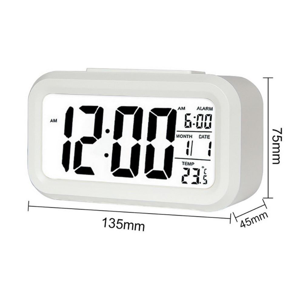 Digitaler LED Wecker mit Temperaturanzeige   Datumsanzeige (Batteriebetrieben) - Rosa