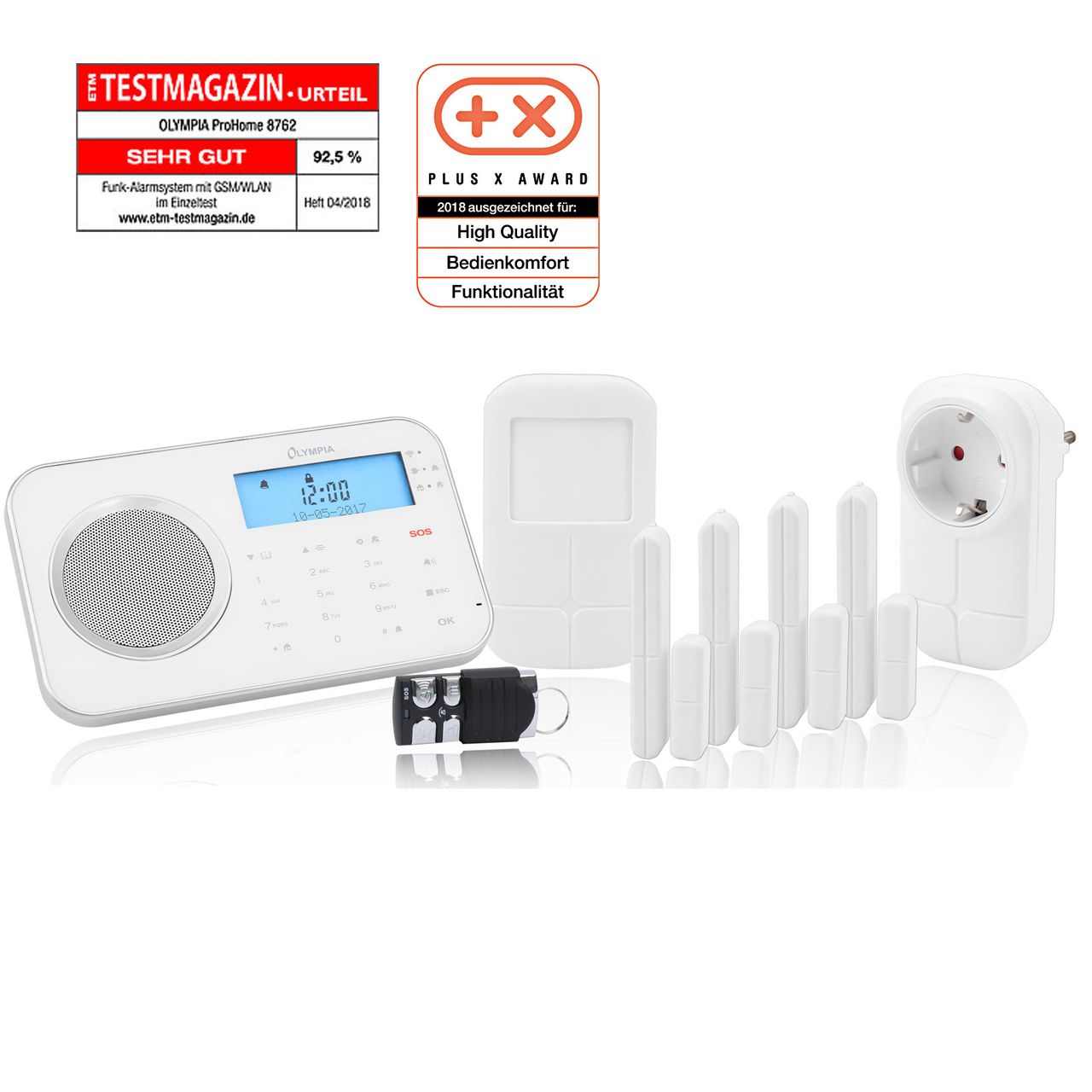 Olympia Pro Home 8762 Funk Haus Alarmanlage mit WLAN/GSM und Smart Home Funktionen