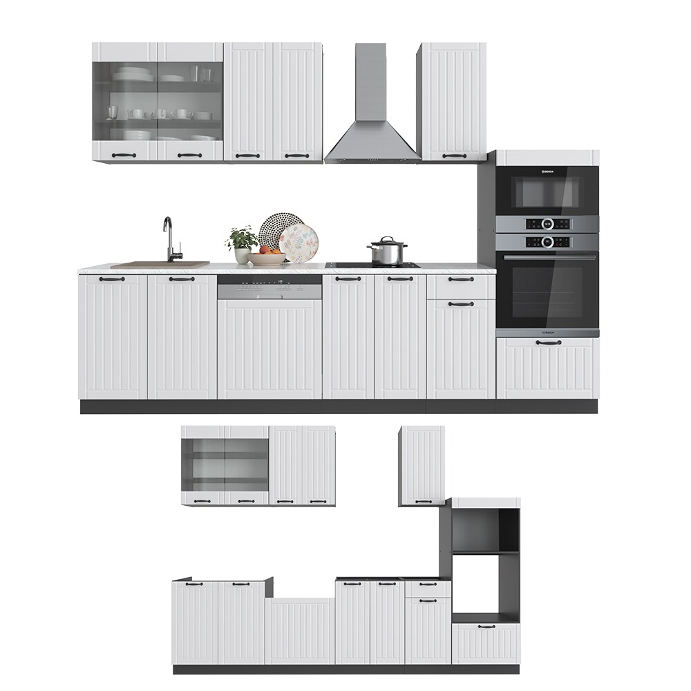 Vicco Küche Fame-Line 240 cm Küchenzeile Landhaus Küchenblock Einbau Anthrazit