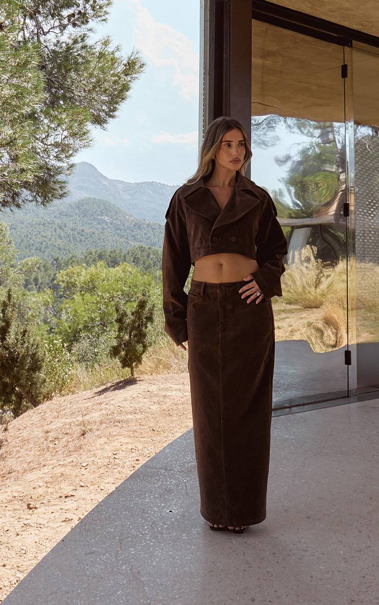 Marron Jupe Longue Co-ord Structurée En Synthétique