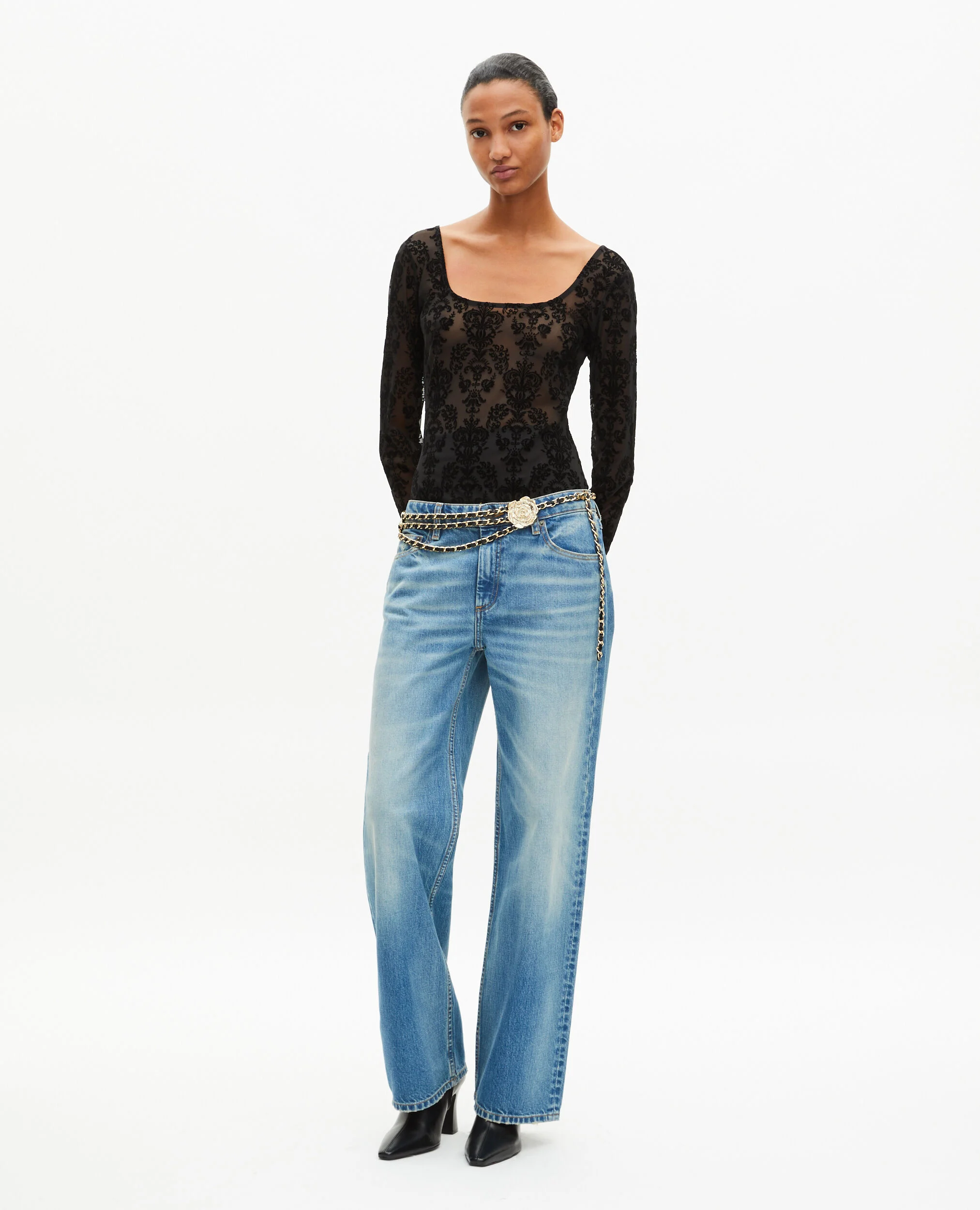 Body en mesh avec flocages noir