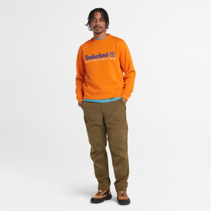 Moletom masculino laranja com gola redonda e logo 