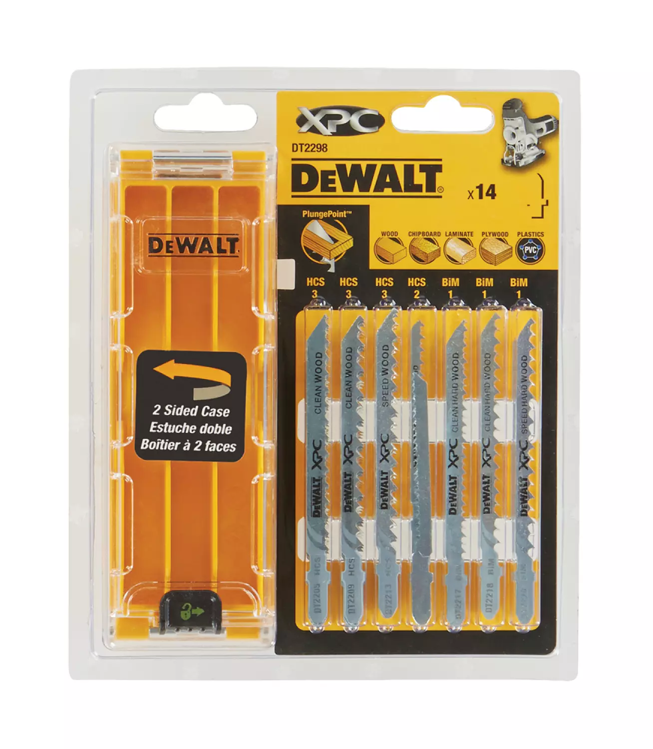 DeWALT DT2298 14 delig Decoupeerzaagblad set XPC in cassette - Hout / Kunststof / Laminaat