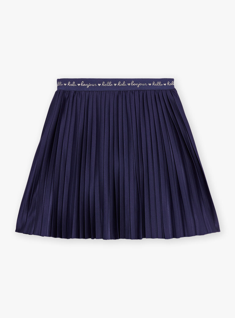 Jupe plisée en jersey bleu marine