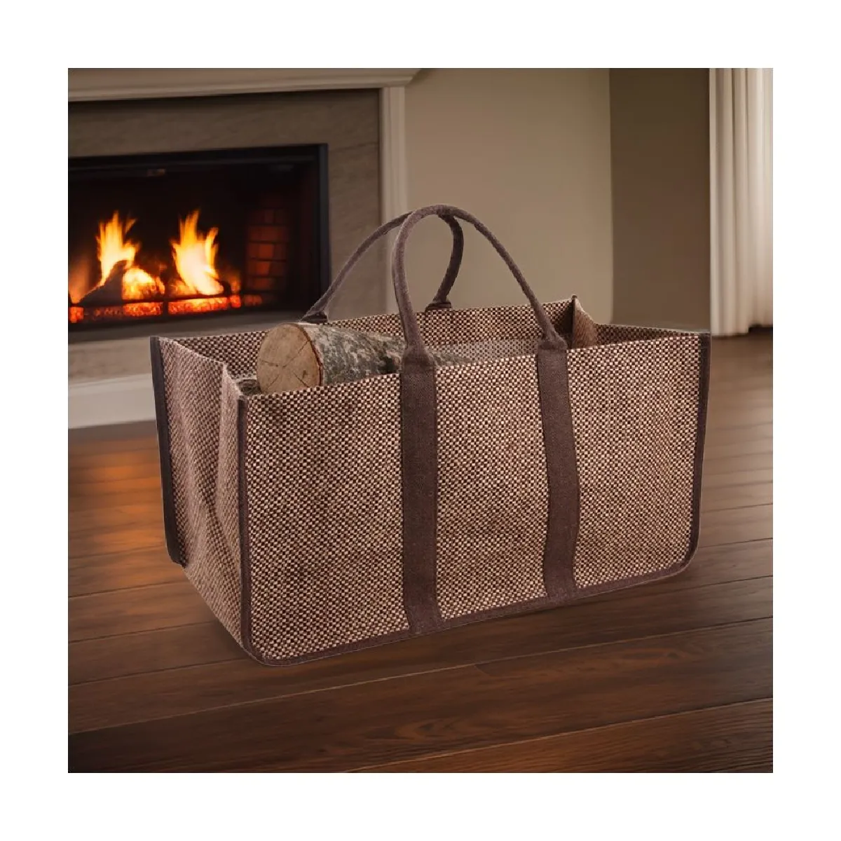Aubry Gaspard Sac à bûches en toile de jute