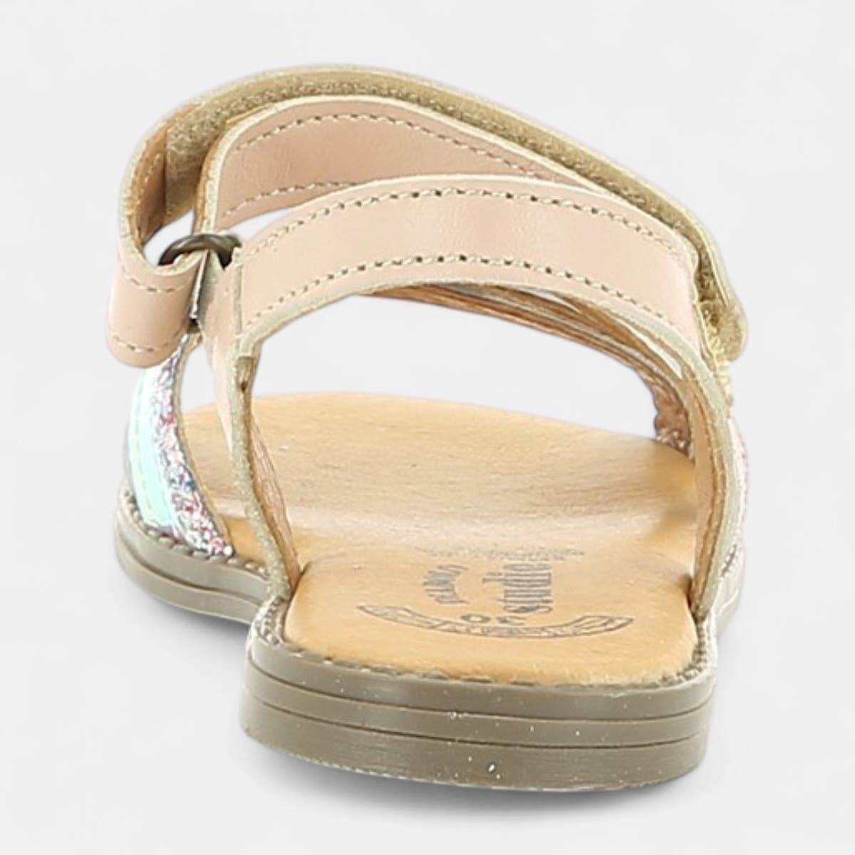 Nu-pieds Fille en cuir multicolore
