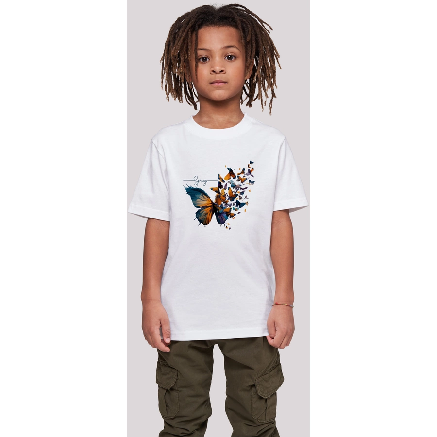 F4NT4STIC T-Shirt Schmetterling Frühling Tee Unisex weiß