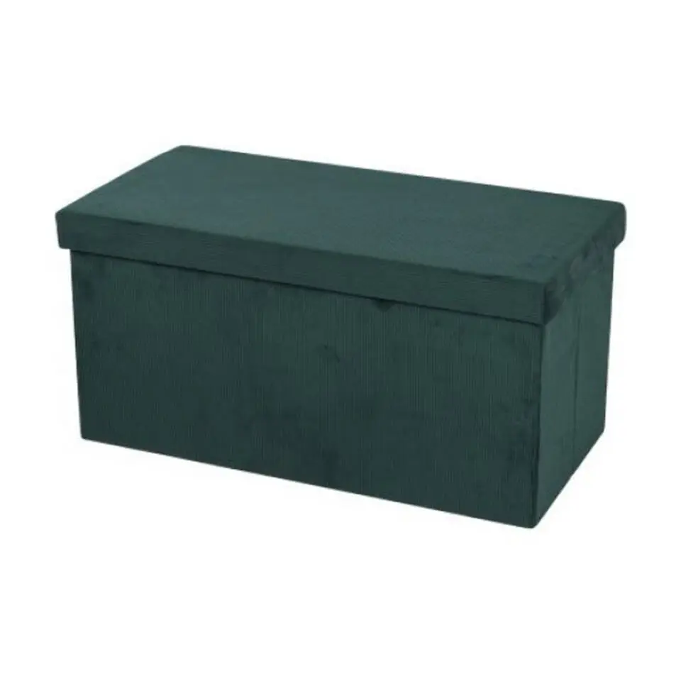 Urban Living poef/hocker/opbergbox - smaragd groen - mdf - 76 x 38 x 38 cm