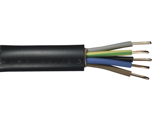 Ondergrondse kabel NYY-J 5x1,5 mm² 25 m zwart