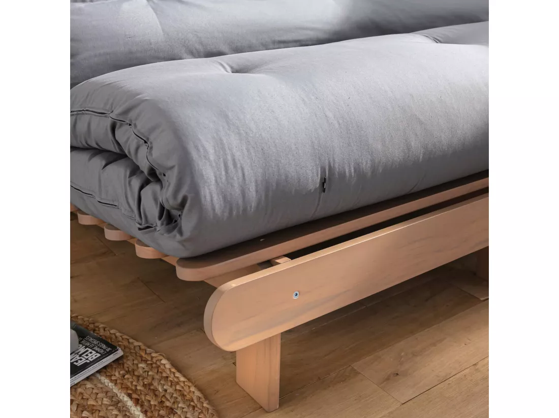 Matelas futon coeur en mousse à mémoire de forme, gris clair 180x200