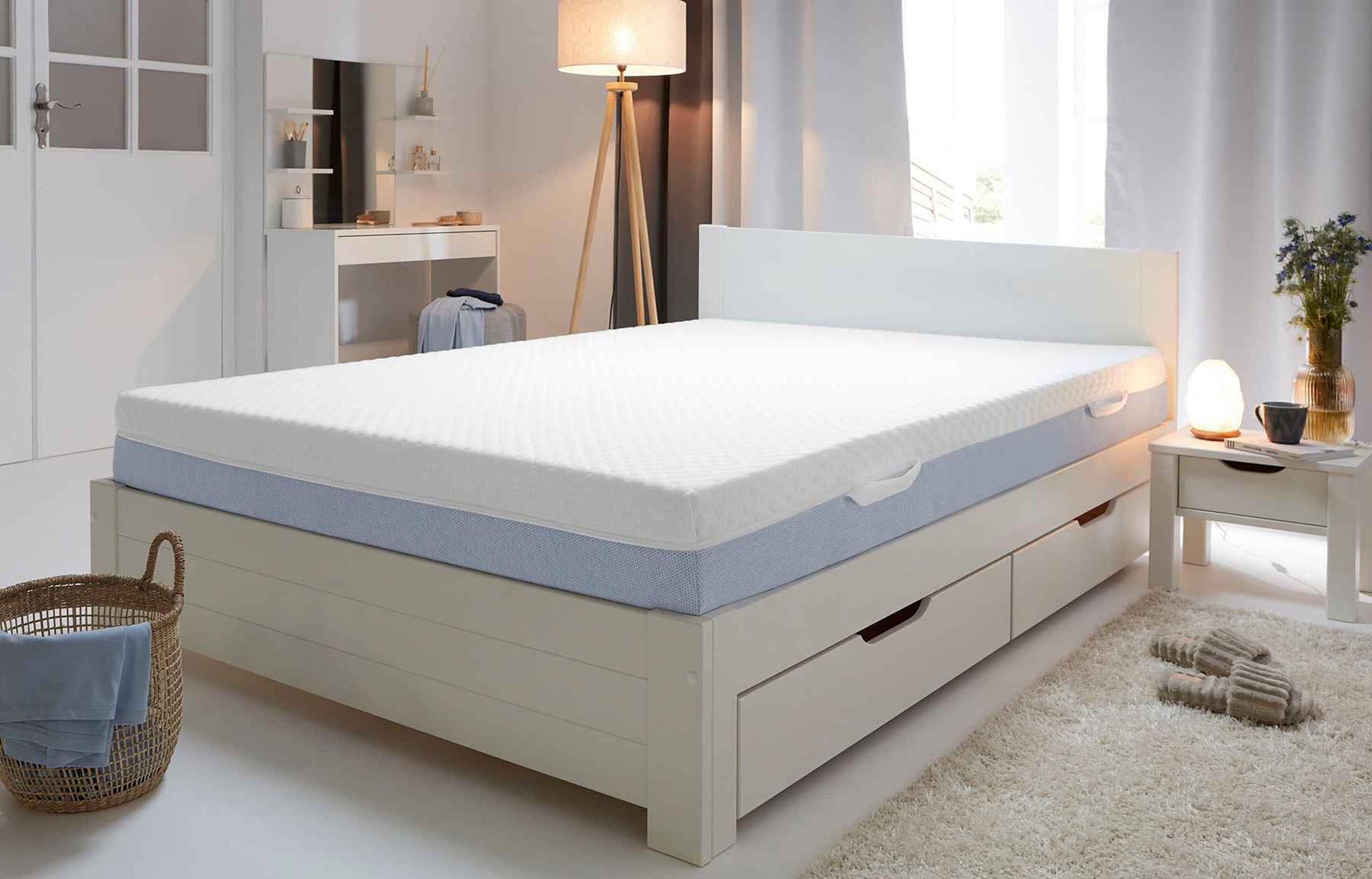 Älgdröm Hybridschaum-Matratze »Flipper, 90x200 cm, 140x200 cm & mehr« 19 cm hoch Raumgewicht: 39 kg/m³ 1-tlg., 1 Stk. tlg. vier unterschiedlich feste Liegeseiten, in H2+3/H3+4/H4+H5, wendbar
