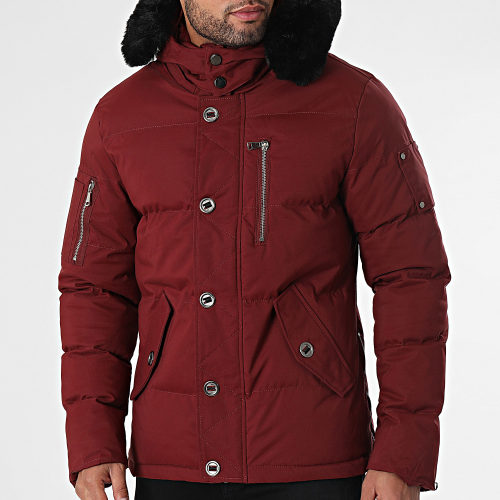 Parka Capuche Fourrure Bordeaux