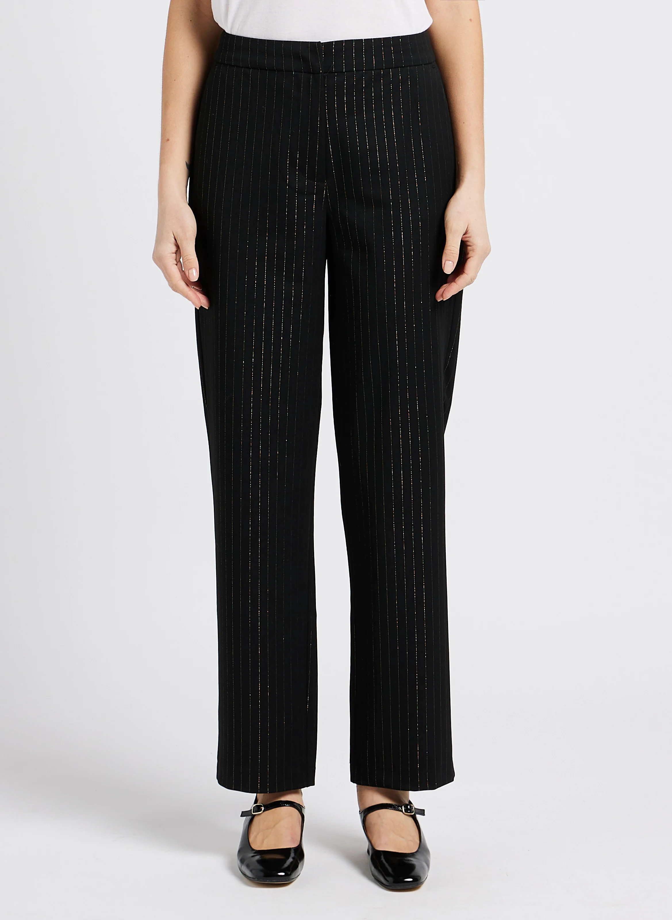 HYPE - Pantalon à pince droit rayé | Noir