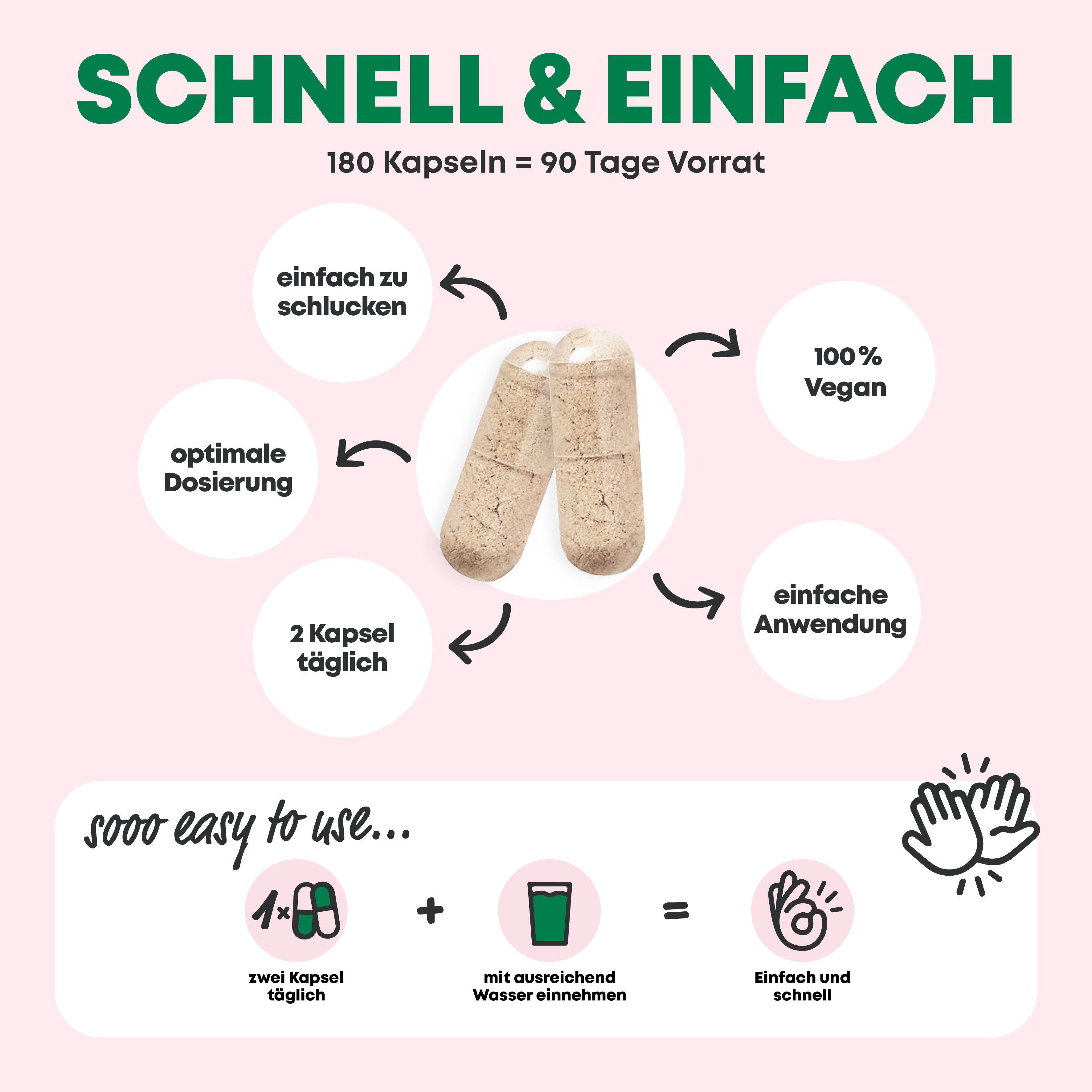 Ashwagandha Kapseln (180 Stück) hochdosiert mit Ashwagandha hochdosiert, Vitamin B12 B1 B6