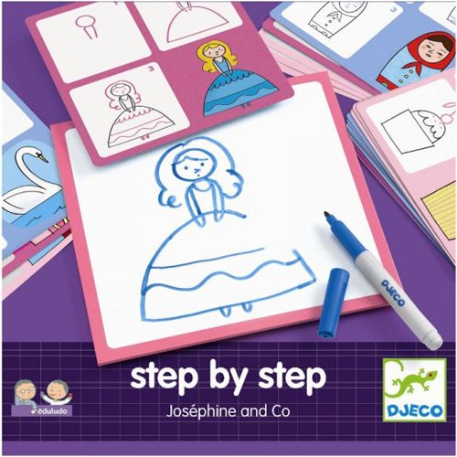 Djeco tekenkaarten step by step prinsessen DJ08320