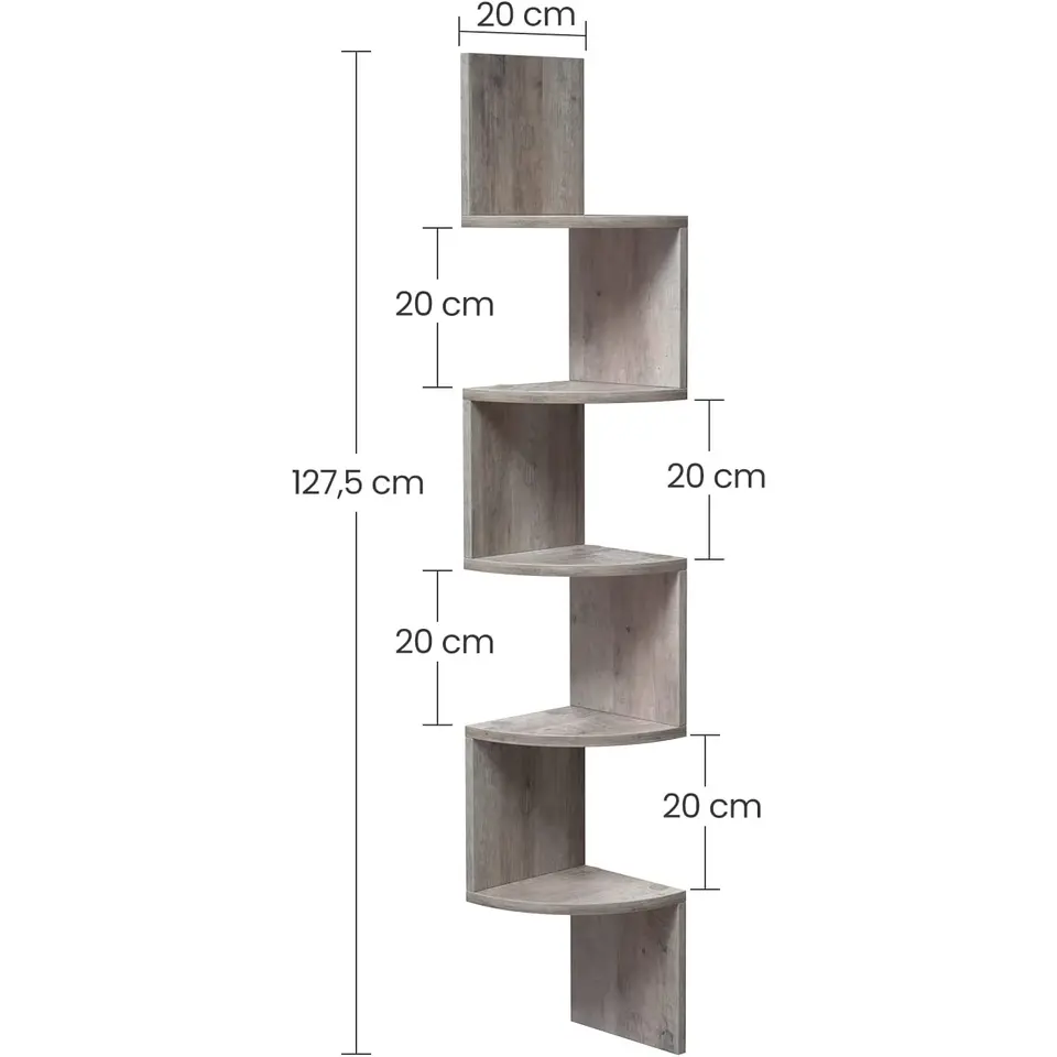 Dok Home hoekplank - wandplank - 5 planken - grijs