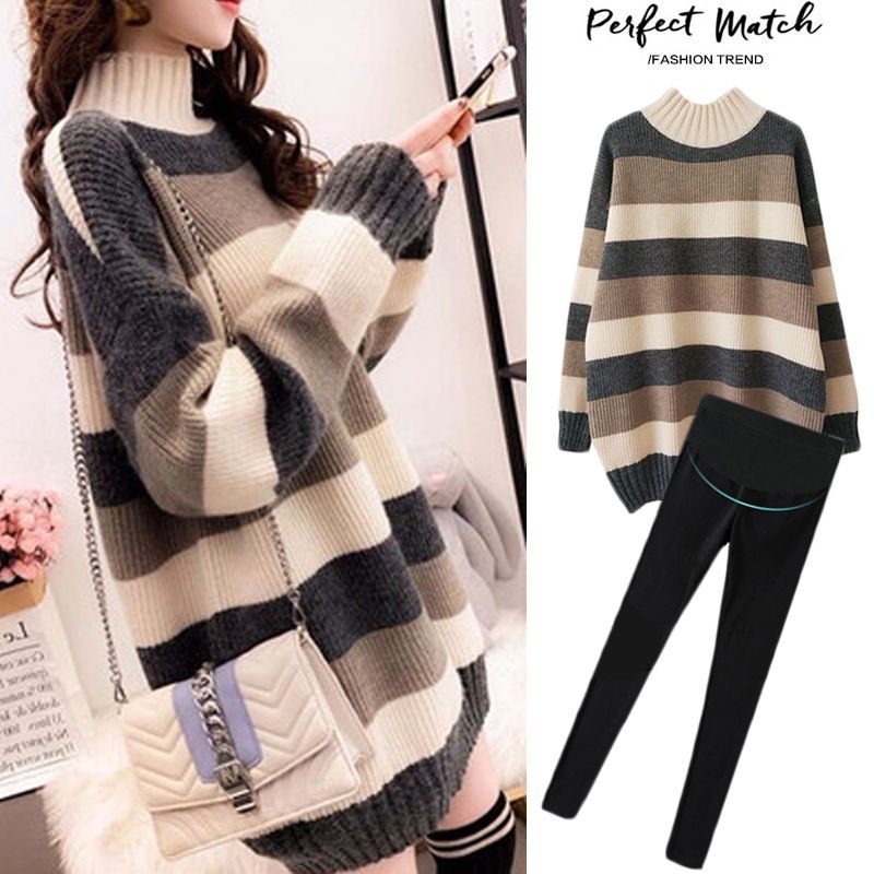 Levsayte - Zwangerschapsmock-neck colorblock trui / legging / set