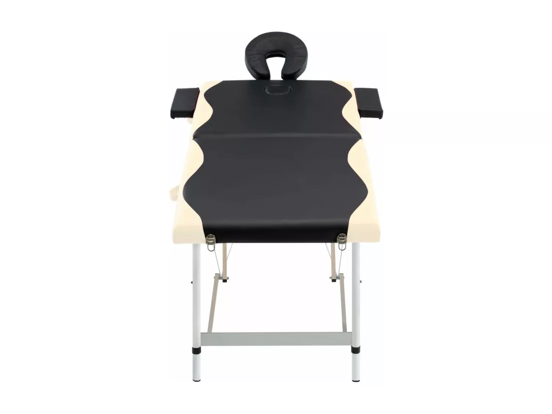 Table de massage pliable 2 zones Inox noir et beige